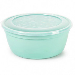Tradineur - Pack de 2 Fiambreras Redondas Pastel - Fabricado en Plástico - Capacidad de 1,7 Litros - Apta para microondas y lava