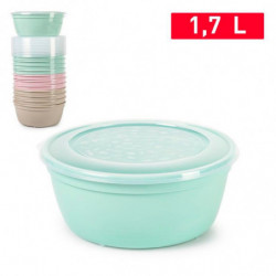 Tradineur - Pack de 2 Fiambreras Redondas Pastel - Fabricado en Plástico - Capacidad de 1,7 Litros - Apta para microondas y lava