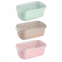 Tradineur - Pack de 2 Fiambreras Pastel con tapa decorada - Fabricado en Plástico - Apta para microondas y lavavajillas - 6 x 17