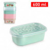 Tradineur - Pack de 2 Fiambreras Pastel con tapa decorada - Fabricado en Plástico - Apta para microondas y lavavajillas - 6 x 17