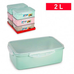 Tradineur - Pack de 2 Fiambreras Rectangular Pastel con tapa Transparente - Fabricado en Plástico - Apta para microondas y lavav