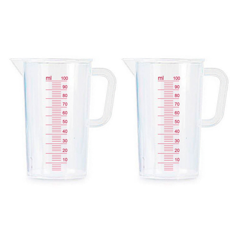Tradineur - Pack de 2 Jarras de medición con asa - Fabricado en Plástico - Capacidad de 125 ml - Medidas hasta 100 ml - 8,5 x 5, Tradineur - Pack de 2 Jarras de medición con asa - Fabricado en Plástico - Capacidad de 125 ml - Medidas hasta 100 ml - 8,5 x 5,