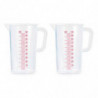 Tradineur - Pack de 2 Jarras de medición con asa - Fabricado en Plástico - Capacidad de 125 ml - Medidas hasta 100 ml - 8,5 x 5,
