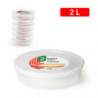 Tradineur - Pack de 2 Fiambreras Redondas para tortillas - Capacidad de 2 Litros - Fabricado en plástico - Apto para microondas