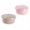 Tradineur - Pack de 2 Fiambreras Redondas Pastel - Capacidad de 1,7 Litros - Fabricado en Plástico - Apto para microondas y cong