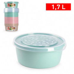 Tradineur - Pack de 2 Fiambreras Redondas Pastel - Capacidad de 1,7 Litros - Fabricado en Plástico - Apto para microondas y cong