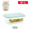Tradineur - Pack de 2 Fiambreras rectangulares Pastel - Capacidad de 1,2 Litros - Fabricado en Plástico - Apto para Microondas y