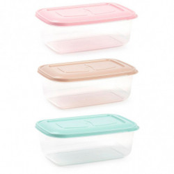 Tradineur - Pack de 2 Fiambreras rectangulares Pastel - Capacidad de 1,2 Litros - Fabricado en Plástico - Apto para Microondas y