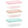 Tradineur - Pack de 2 Fiambreras rectangulares Pastel - Capacidad de 1,2 Litros - Fabricado en Plástico - Apto para Microondas y