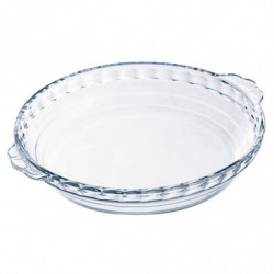 Tradineur - Molde redondo para tarta con asas, vidrio borosilicato, fuente transparente, postres, repostería, hornear, extra res
