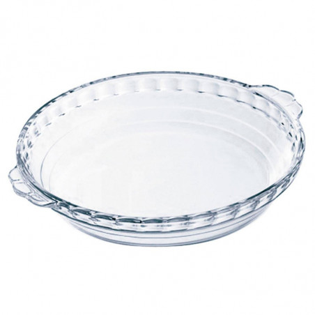 Tradineur - Molde redondo para tarta con asas, vidrio borosilicato, fuente transparente, postres, repostería, hornear, extra res