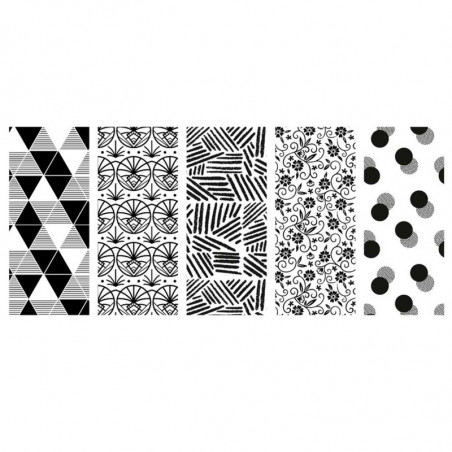 Tradineur - Pack de 5 rollos de papel de regalo, modelo Black & White, láminas para envolver regalos de cumpleaños, Navidad, 70