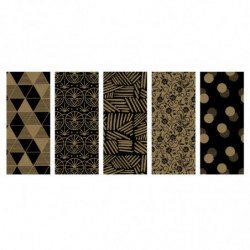 Tradineur - Pack de 5 rollos de papel de regalo, modelo Black & Gold, láminas para envolver regalos de cumpleaños, Navidad, 70 x