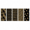 Tradineur - Pack de 5 rollos de papel de regalo, modelo Black & Gold, láminas para envolver regalos de cumpleaños, Navidad, 70 x