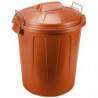 Tradineur - Cubo de basura de plástico resistente con tapa y asas metálicas, contenedor de residuos, papelera, reciclaje, indust