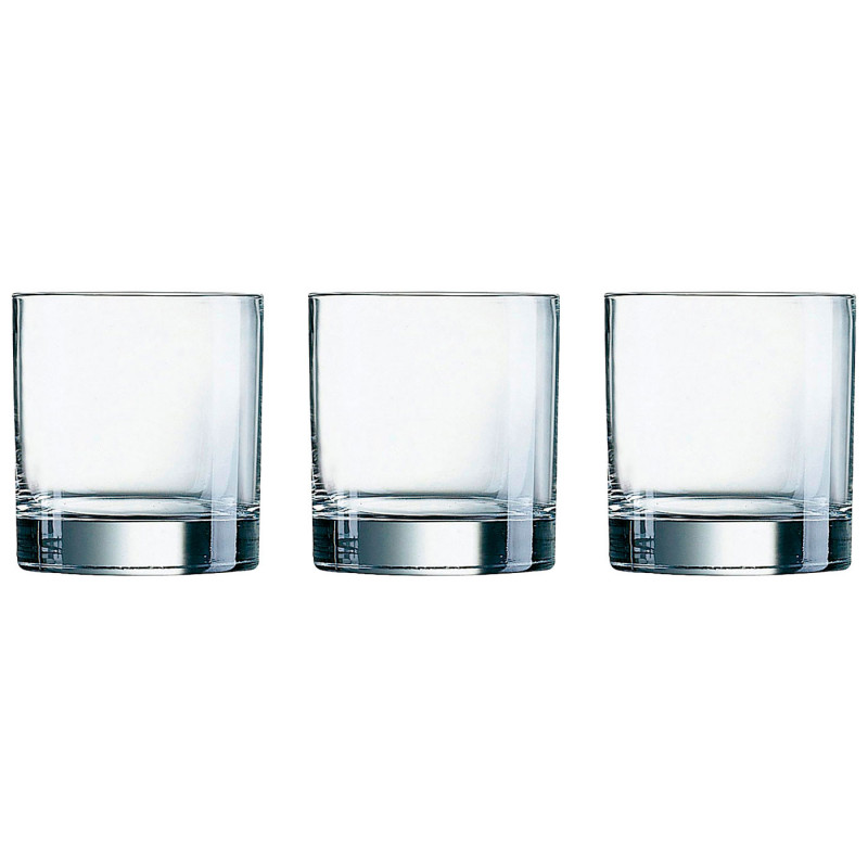 Tradineur - Pack de 3 Vasos modelo Islande - Capacidad de 30 cl (10 oz) - Fabricado en Vidrio - Apto para lavavajillas - Ø 8 x 9 Tradineur - Pack de 3 Vasos modelo Islande - Capacidad de 30 cl (10 oz) - Fabricado en Vidrio - Apto para lavavajillas - Ø 8 x 9