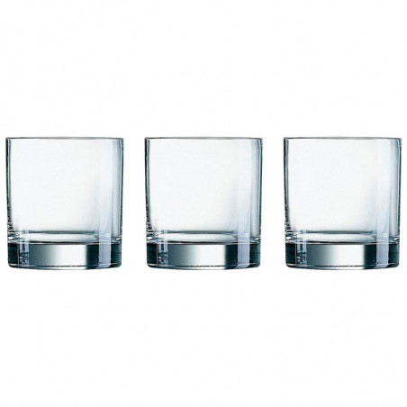 Tradineur - Pack de 3 Vasos modelo Islande - Capacidad de 30 cl (10 oz) - Fabricado en Vidrio - Apto para lavavajillas - Ø 8 x 9