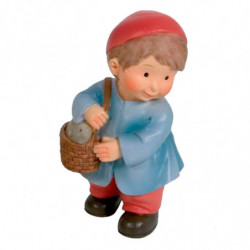 Tradineur - Figura de Pastor con zurrón para Belén - Estilo Naïf - Fabricado en Marmolina - Adorno divertido para nacimiento, Na