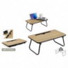 Tradineur - Mesa auxiliar plegable con ranura, madera y metal, bandeja para cama con patas, máx. 10 kg, desayuno, oficina - 52,5