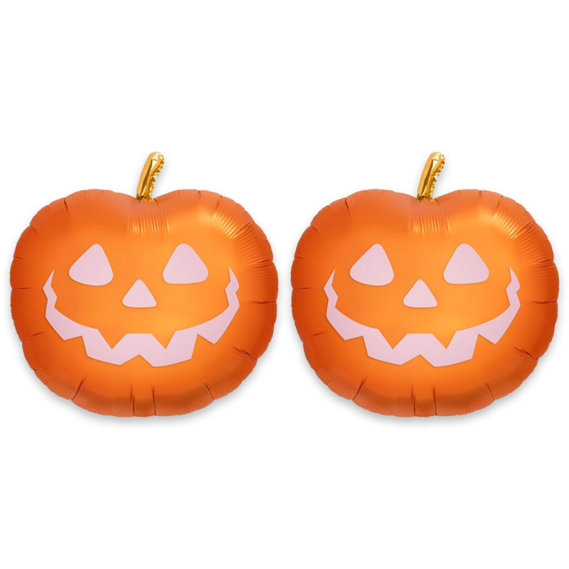 Tradineur - Pack de 2 Globos de Calabaza Sonriente - Fabricado en Foil - Incluye Inflador Sostenible - Hinchable con helio - Dec Tradineur - Pack de 2 Globos de Calabaza Sonriente - Fabricado en Foil - Incluye Inflador Sostenible - Hinchable con helio - Dec