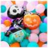 Tradineur - Pack de 2 Globos de Calabaza Sonriente - Fabricado en Foil - Incluye Inflador Sostenible - Hinchable con helio - Dec