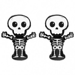 Tradineur - Pack de 2 Globos de Esqueleto - Fabricado en Foil - Incluye Inflador Sostenible - Hinchable con helio - Decoración p