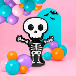 Tradineur - Pack de 2 Globos de Esqueleto - Fabricado en Foil - Incluye Inflador Sostenible - Hinchable con helio - Decoración p