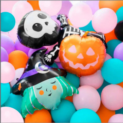 Tradineur - Pack de 2 Globos de Esqueleto - Fabricado en Foil - Incluye Inflador Sostenible - Hinchable con helio - Decoración p