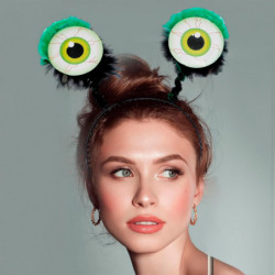 Tradineur - Pack de 2 Diademas de Ojos Saltones - Fabricado en Plástico y Poliester - Complemento para carnaval, Halloween, cosp