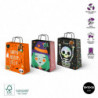Tradineur - Pack de 3 bolsas de papel con asas para regalos, modelo Truco o Trato, dulces, caramelos, fiestas, decoración festiv