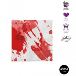 Tradineur - Pack de 60 servilletas de papel con sangre, doble capa, biodegradables, reciclables, fiestas, decoración de Hallowee
