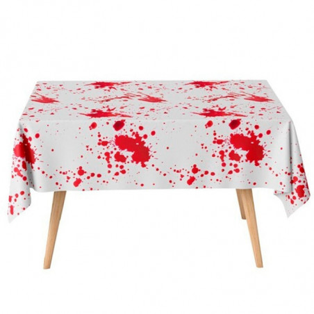 Tradineur - Mantel de papel decorado con manchas de sangre, biodegradable y reciclable, fiestas, adornos de Halloween, carnaval
