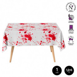 Tradineur - Mantel de papel decorado con manchas de sangre, biodegradable y reciclable, fiestas, adornos de Halloween, carnaval