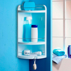 Tradineur - Estantería para Rincón de baño Star - Fabricado en Plástico y Metal - 3 Niveles - Ideal para organización en la bañe