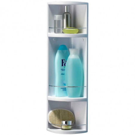 Tradineur - Estantería para Rincón de baño - Fabricado en Plástico y Metal - 3 Niveles - Ideal para organización en la bañera -