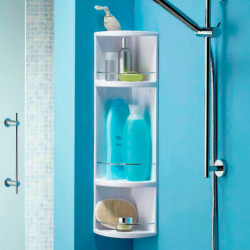 Tradineur - Estantería para Rincón de baño - Fabricado en Plástico y Metal - 3 Niveles - Ideal para organización en la bañera -