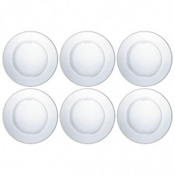 Tradineur - Pack de 6 platos llanos - Fabricado en Vidrio - Modelo Lys - Resistentes, vajilla de cocina, Aptos para lavavajillas