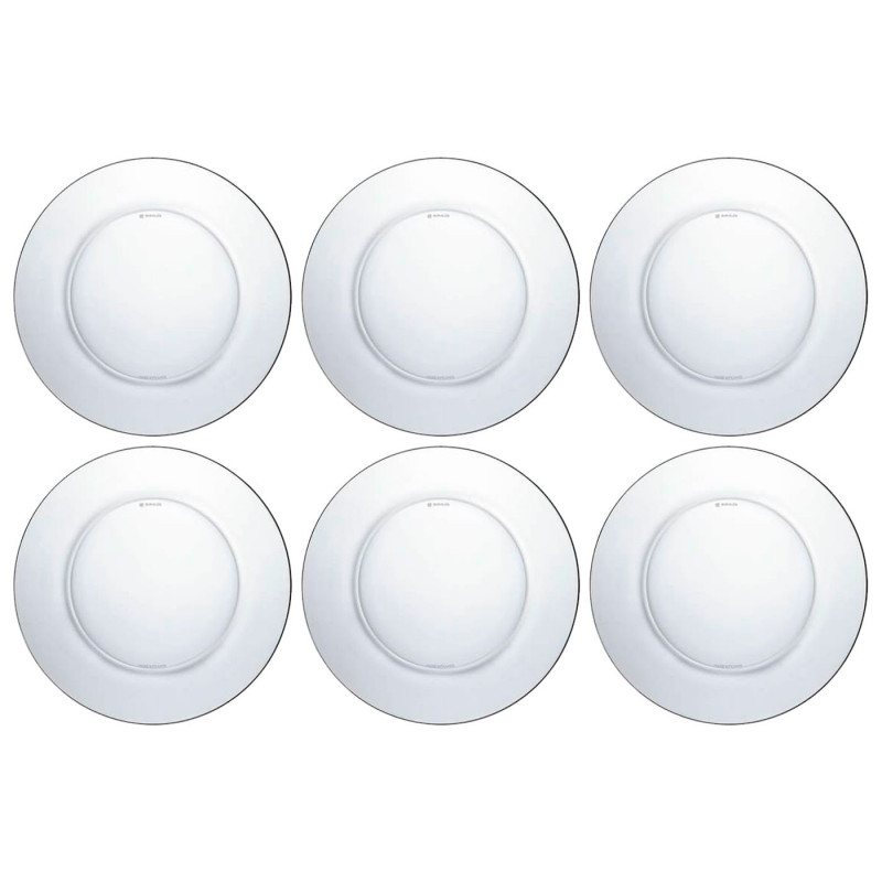 Tradineur - Pack de 6 platos llanos - Fabricado en Vidrio - Modelo Lys - Resistentes, vajilla de cocina, Aptos para lavavajillas Tradineur - Pack de 6 platos llanos - Fabricado en Vidrio - Modelo Lys - Resistentes, vajilla de cocina, Aptos para lavavajillas