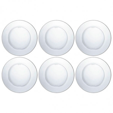 Tradineur - Pack de 6 platos llanos - Fabricado en Vidrio - Modelo Lys - Resistentes, vajilla de cocina, Aptos para lavavajillas