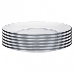 Tradineur - Pack de 6 platos llanos - Fabricado en Vidrio - Modelo Lys - Resistentes, vajilla de cocina, Aptos para lavavajillas