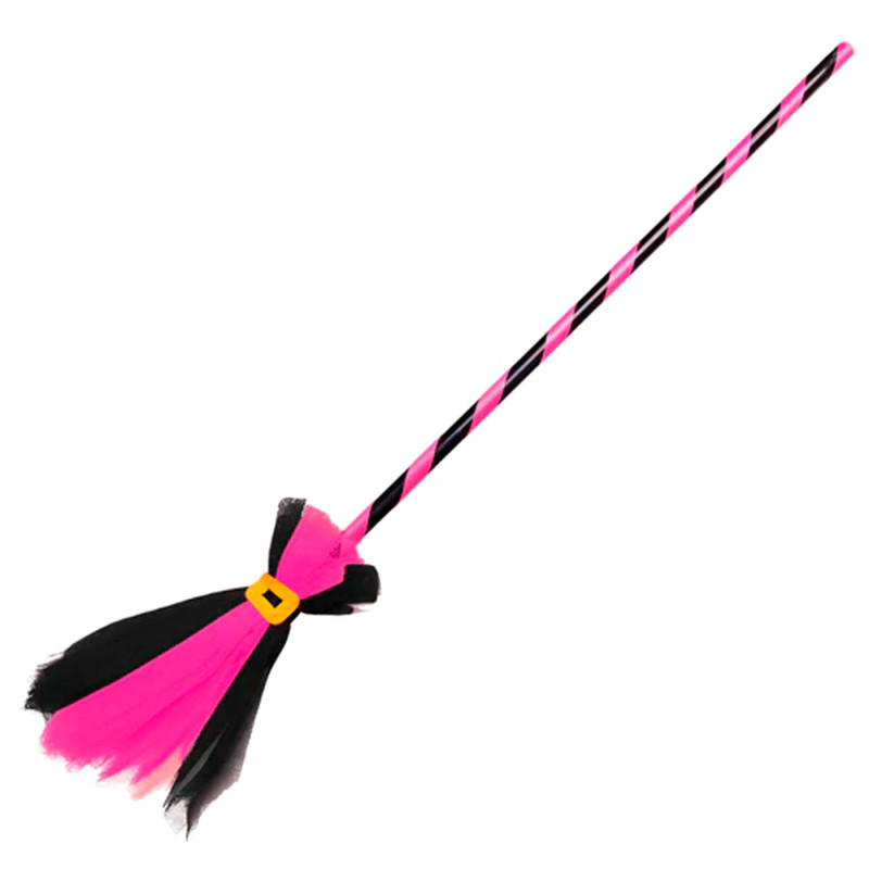 Tradineur - Escoba de bruja de 90 cm - Fabricado en Plástico y Poliéster - Complemento para carnaval, Halloween, Cosplay (Talla Tradineur - Escoba de bruja de 90 cm - Fabricado en Plástico y Poliéster - Complemento para carnaval, Halloween, Cosplay (Talla