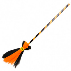 Tradineur - Escoba de bruja de 90 cm - Fabricado en Plástico y Poliéster - Complemento para carnaval, Halloween, Cosplay (Talla