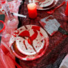 Tradineur - Pack de 24 Platos para postre de Halloween - Diseño de Sangre - Totalmente desechable y Reciclables - Ø 17 cm 