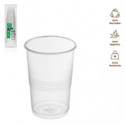Tradineur - Pack de 50 vasos reutilizables de plástico, modelo Litrona, 100% reciclables, extra resistentes, higiénicos, apilabl