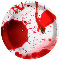 Tradineur - Pack de 12 Platos llanos para postre de Halloween - Diseño de Sangre - Totalmente desechable y Reciclables - Ø 23 cm