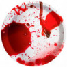 Tradineur - Pack de 12 Platos llanos para postre de Halloween - Diseño de Sangre - Totalmente desechable y Reciclables - Ø 23 cm