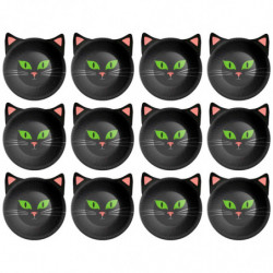 Tradineur - Pack de 12 Cuencos de cartón para Halloween - Capacidad 350 ml - Forma de Gato - Totalmente desechables y Reciclable