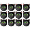 Tradineur - Pack de 12 Cuencos de cartón para Halloween - Capacidad 350 ml - Forma de Gato - Totalmente desechables y Reciclable