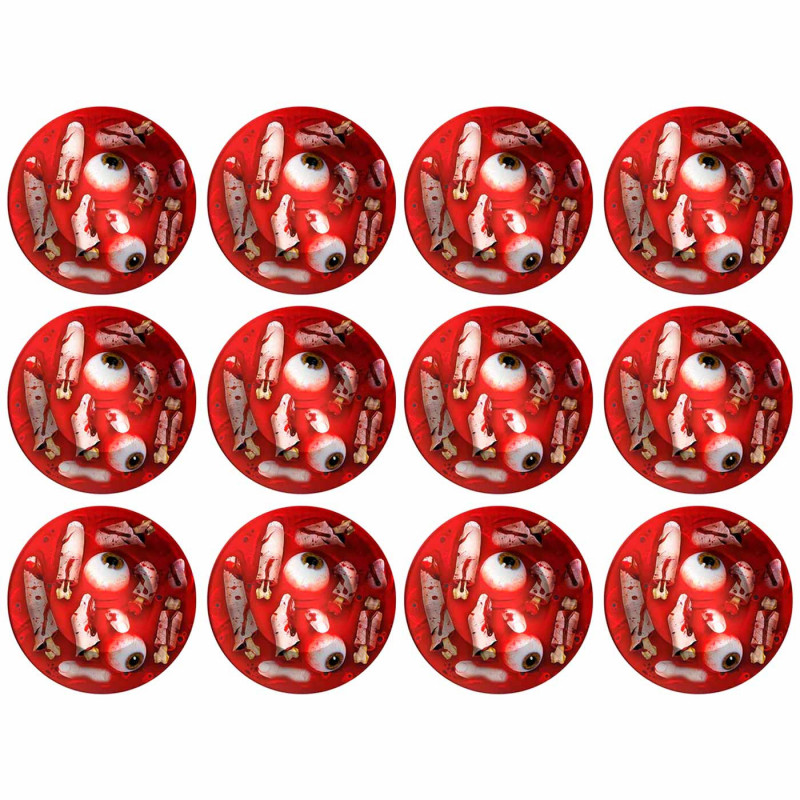 Tradineur - Pack de 12 Cuencos de cartón con diseño de Sangre para Halloween - Capacidad 350 ml - Totalmente desechables y Recic Tradineur - Pack de 12 Cuencos de cartón con diseño de Sangre para Halloween - Capacidad 350 ml - Totalmente desechables y Recic