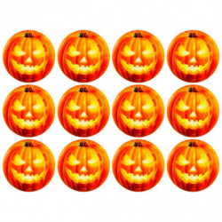 Tradineur - Pack de 12 platos llanos para Halloween - Diseño de Calabaza Iluminada - Totalmente desechable y Reciclables - Ø 23